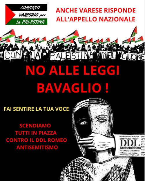 No alle leggi bavaglio - Presidio contro il DDL Antisemitismo